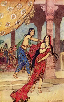 Warwick (after) Goble Gallery: The Ordeal of Queen Draupadi, illustration from Indian Myth and Legend'
