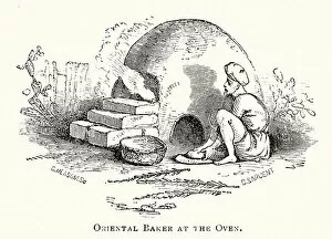 White Bread Gallery: Oriental baker at the oven (engraving)