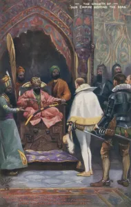The origin of the East India Company (colour litho) The origin of the East India Company (colour litho)
