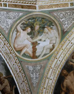 Original Sin, from the pendentive of the dome, 1532-36 (fresco) Original Sin, from the pendentive of the dome, 1532-36 (fresco)