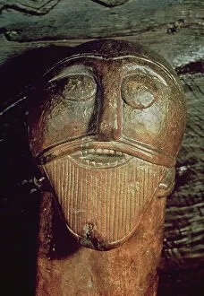 Nordic Gallery: Detail of an ornamental head, from a wagon (wood)
