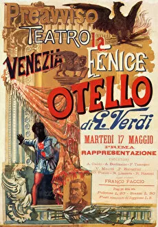 Classical Music Collection: Otello: Poster for the first performance of Verdis opera Otello at the Teatro Fenice