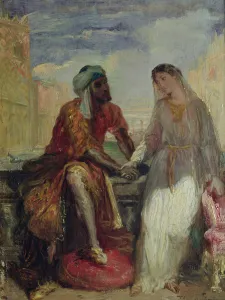 Othello and Desdemona in Venice, 1850 (oil on panel) Othello and Desdemona in Venice, 1850 (oil on panel)