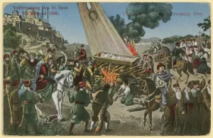 Ottoman Turks burning the remains of St Sava in punishment for an uprising by Ottoman Turks burning the remains of St Sava in punishment for an uprising by