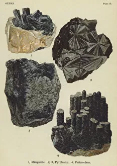 Oxides, manganite, pyrolusite, psilomelane (colour litho)