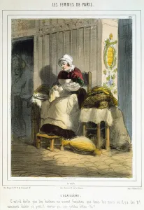 The Oyster Seller, from Les Femmes de Paris, 1841-42 (colour litho) The Oyster Seller, from Les Femmes de Paris, 1841-42 (colour litho)