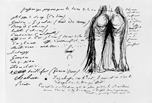 Page of the album Pensees, Sujets, Fragments, 1833 (pen & ink on paper) (b/w photo) Page of the album Pensees, Sujets, Fragments, 1833 (pen & ink on paper) (b/w photo)