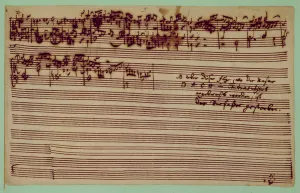 Last page of The Art of Fugue, 1740s (pen and ink on paper) Last page of The Art of Fugue, 1740s (pen and ink on paper)