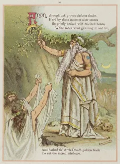 Page from Upstream by Richard Andre, Druids (colour litho) Page from Upstream by Richard Andre, Druids (colour litho)