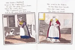 Third Class Gallery: Two pages from the nursery-rhyme book The Comic Adventures of Old Mother Hubbard