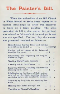 The painter's bill: irreverent itemised bill from an artist for restoration work to a painting in an old Welsh The painter's bill: irreverent itemised bill from an artist for restoration work to a painting in an old Welsh