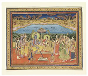 A painting of Rama and Sita, India, Jaipur, c.1800 (opaque pigments, gold A painting of Rama and Sita, India, Jaipur, c.1800 (opaque pigments, gold