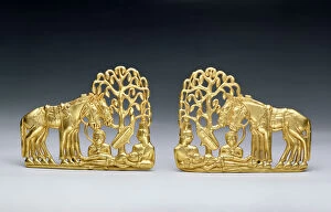 Pair of Belt Clasps with three figures, from Siberian Collection of Peter I, from Altai