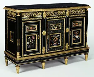 One of a pair of cabinets mounted with late 17th century pietra dura plaques, c.1810 (oak One of a pair of cabinets mounted with late 17th century pietra dura plaques, c.1810 (oak