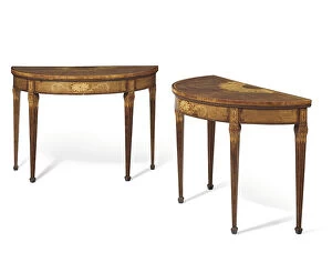 Pair of George III double gateleg games tables, c.1780 (sycamore & tulipwood