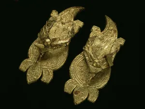 Pair of Sandals, c.1900 (leather & gold leaf) Pair of Sandals, c.1900 (leather & gold leaf)