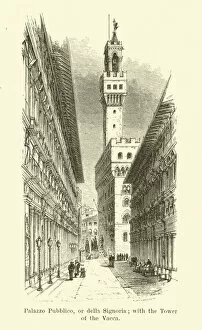 Palazzo Pubblico, or della Signoria, with the Tower of the Vacca (engraving)