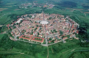 Palmanova, fortress city designed and planned by Venetians in 1593, aerial view Palmanova, fortress city designed and planned by Venetians in 1593, aerial view