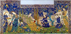 Panel of glazed earthenware tile-work, Isfahan (fritware) Panel of glazed earthenware tile-work, Isfahan (fritware)