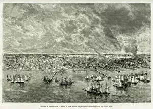 Panorama of Buenos Aires (Argentina). Engraving by Slom to illustrate the story Voyage a la Plata