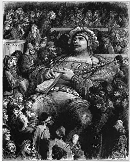 Pantagruel tests his spirits against the Parisian scientists - illustration from ' Pantagruel tests his spirits against the Parisian scientists - illustration from '