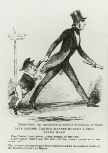 Papa Cobden taking Master Robert a free trade walk, 1845 (engraving) Papa Cobden taking Master Robert a free trade walk, 1845 (engraving)