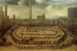 Parade of the Contrade, Siena (oil on canvas)