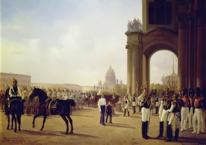 Parade at the Palace Square in St. Peterburg (oil on canvas) Parade at the Palace Square in St. Peterburg (oil on canvas)