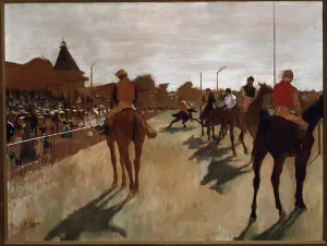 The parade or race horses in front of the stands (oil on canvas, 1866-1868) The parade or race horses in front of the stands (oil on canvas, 1866-1868)