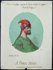 Grimace Gallery: A Paris Beau, published by Hannah Humphrey in 1794 (hand-coloured etching)