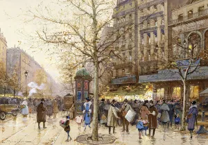 A Paris Street Scene, (pen and ink and gouache on paperboard) A Paris Street Scene, (pen and ink and gouache on paperboard)