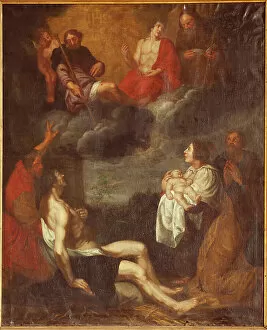 Flemish Artist Gallery: Parish church (Sint-Pieterskerk). Interior. South aisle. The altar. Painting. The birth of Christ