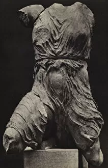 Parthenon sculptures: Victory, British Museum (b/w photo)