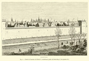 Partie de l'enceinte de Charles V, actuellement jardin du Palais-Royal, Voir planche VI (engraving)