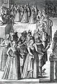 Early 17th Century Gallery: Party ball in the Doges palace of Venice 16th century (engraving)