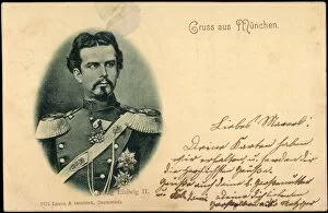 Images Dated 23rd September 2012: Passepartout Ak Konig Ludwig II von Bayern, Uniform, Order (b / w photo)
