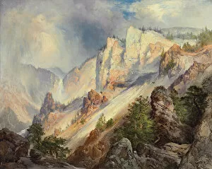 Romantic Era Gallery: A Passing Shower in the Yellowstone Canyon, 1903 (oil on canvas)