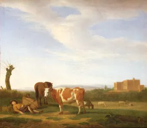 A Pastoral Landscape with a Sleeping Herdsman, 17th century A Pastoral Landscape with a Sleeping Herdsman, 17th century