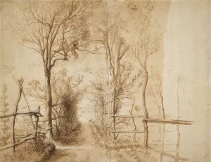 A Path bordered by Trees (coloured chalk, ink & wash on paper) A Path bordered by Trees (coloured chalk, ink & wash on paper)