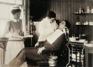 Patient Having Dental Work, 1917 (silver print) Patient Having Dental Work, 1917 (silver print)