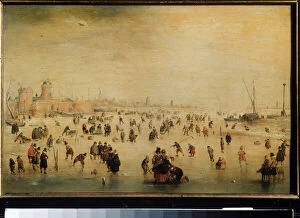Related Images Gallery: 'Patineurs sur glace'(Winter scene) (ec.hollandaise) Peinture de Hendrick Avercamp (1585-1634)