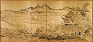 Paysage avec un pavillon (Roukaku Sansui Zu, Landscape With Tower) - Partie droite d'