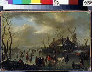 Related Images Gallery: Paysage d hiver (Winter landscape). Peinture de Claes Molenaer (Klaes Molenaer, vers 1630-1676)