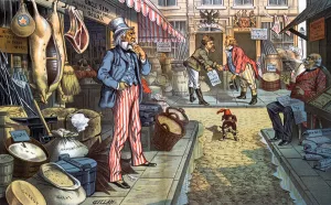 Peace, but not business. 1885 (colour litho) Peace, but not business. 1885 (colour litho)