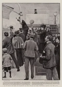 Sea Travel Gallery: Is it Peace or War? An Incident in the Voyage of the 'Tintagel Castle'to the Cape (litho)