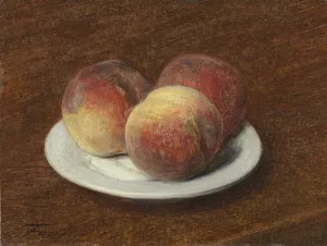 Three Peaches on a Plate, 1868 (oil on paper on canvas) Three Peaches on a Plate, 1868 (oil on paper on canvas)