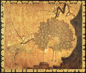 Peacocks, Edo Period (ink, colours & gold on paper) Peacocks, Edo Period (ink, colours & gold on paper)
