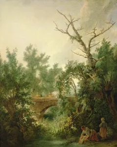 Peasant Woman Washing Clothes near a Bridge (oil on canvas) Peasant Woman Washing Clothes near a Bridge (oil on canvas)