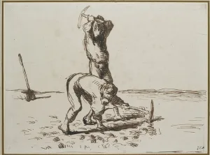 Two Peasants digging with Pickaxes, c. 1844 - 1846 (pen Two Peasants digging with Pickaxes, c. 1844 - 1846 (pen