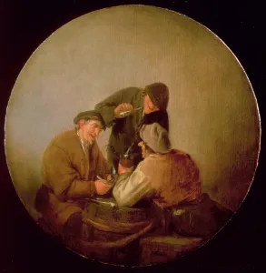 Three Peasants Drinking and Smoking in an Interior (oil on canvas) Three Peasants Drinking and Smoking in an Interior (oil on canvas)
